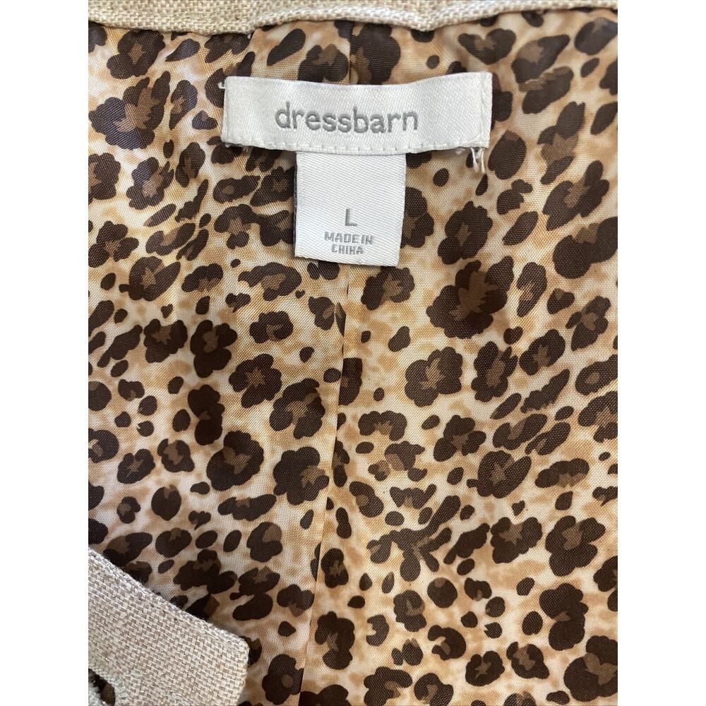 Dressbarn Jacket Short 3/4 Length Sleeve Button Up Tan w/ Metallic Gold - Picture 4 of 4